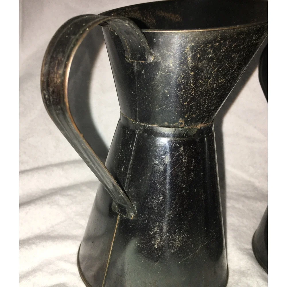Vintage Rustic Copper and Brass Pitchers Primitive Patina Farmhouse Decor